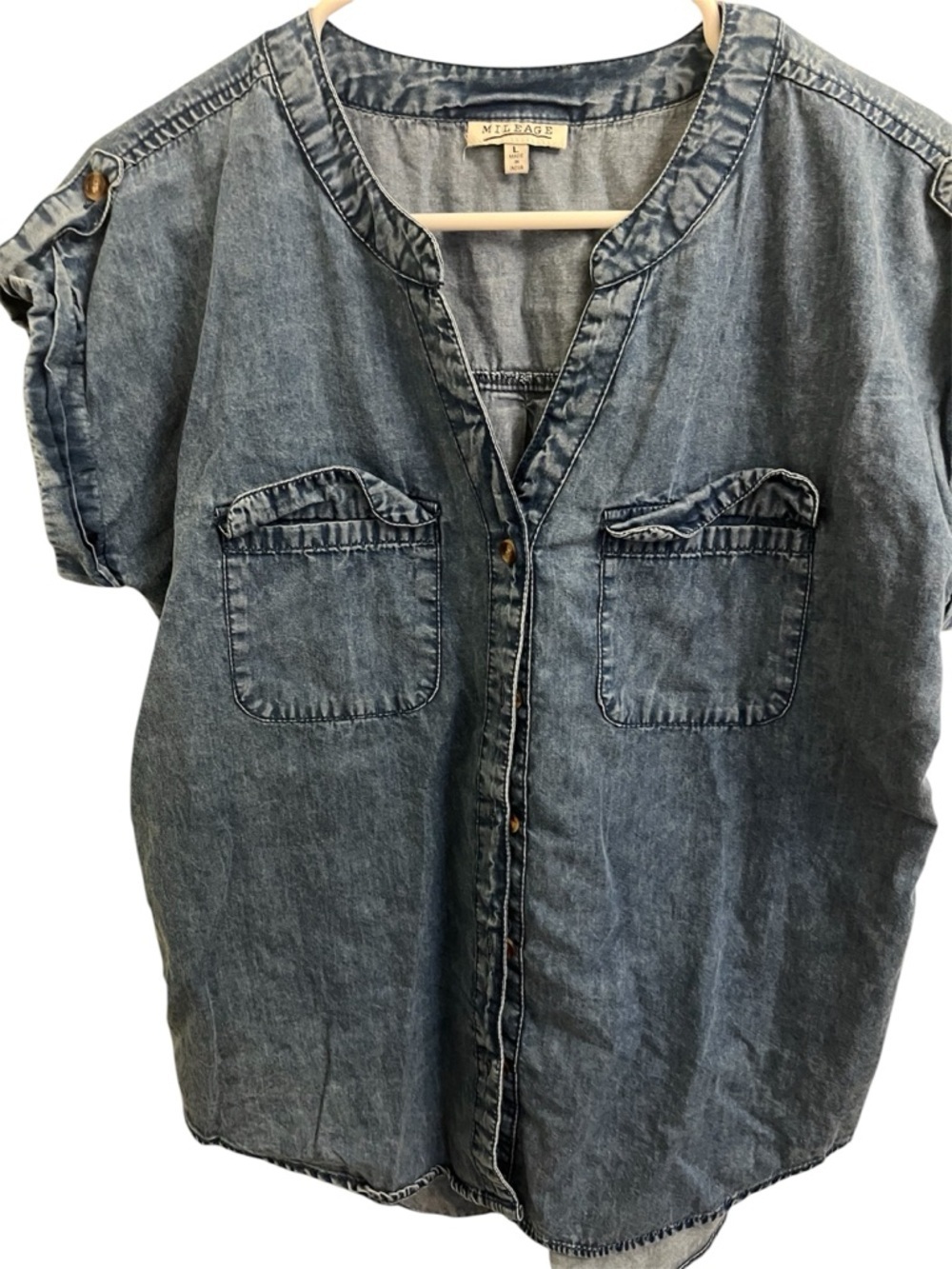 Mileage Women's Blue Denim Button-Down Shirt